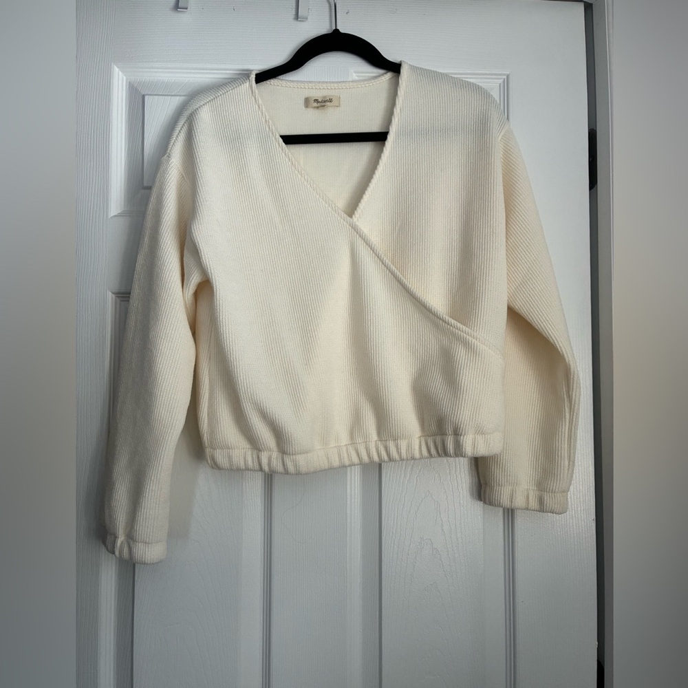 Madewell Women's Ivory V-Neck wrap Sweater